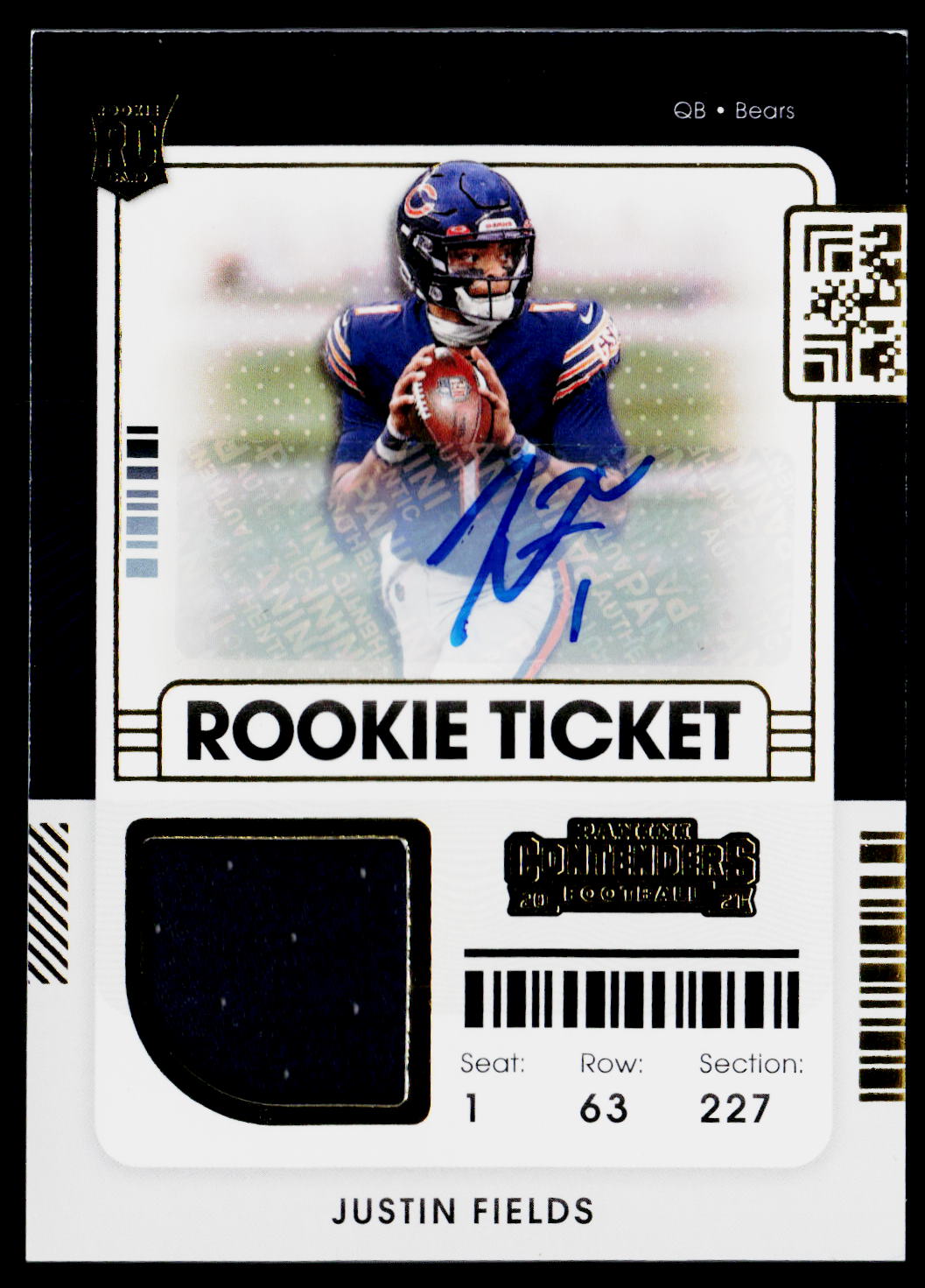 2021 Panini Contenders #RTS-JFI Justin Fields Rookie Ticket Swatches