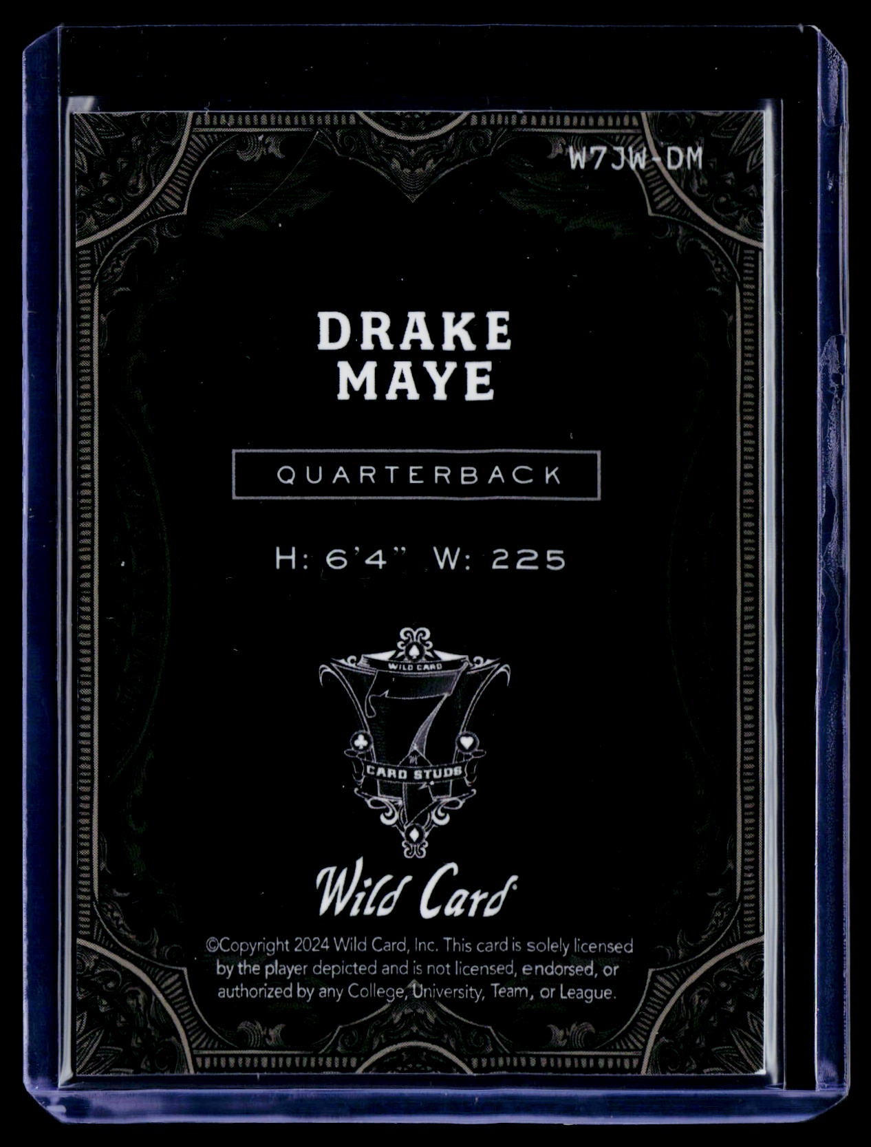 2024 Wild Card 7 Card Studs - Jokers Wild Holographic Purple Drake Maye #/1