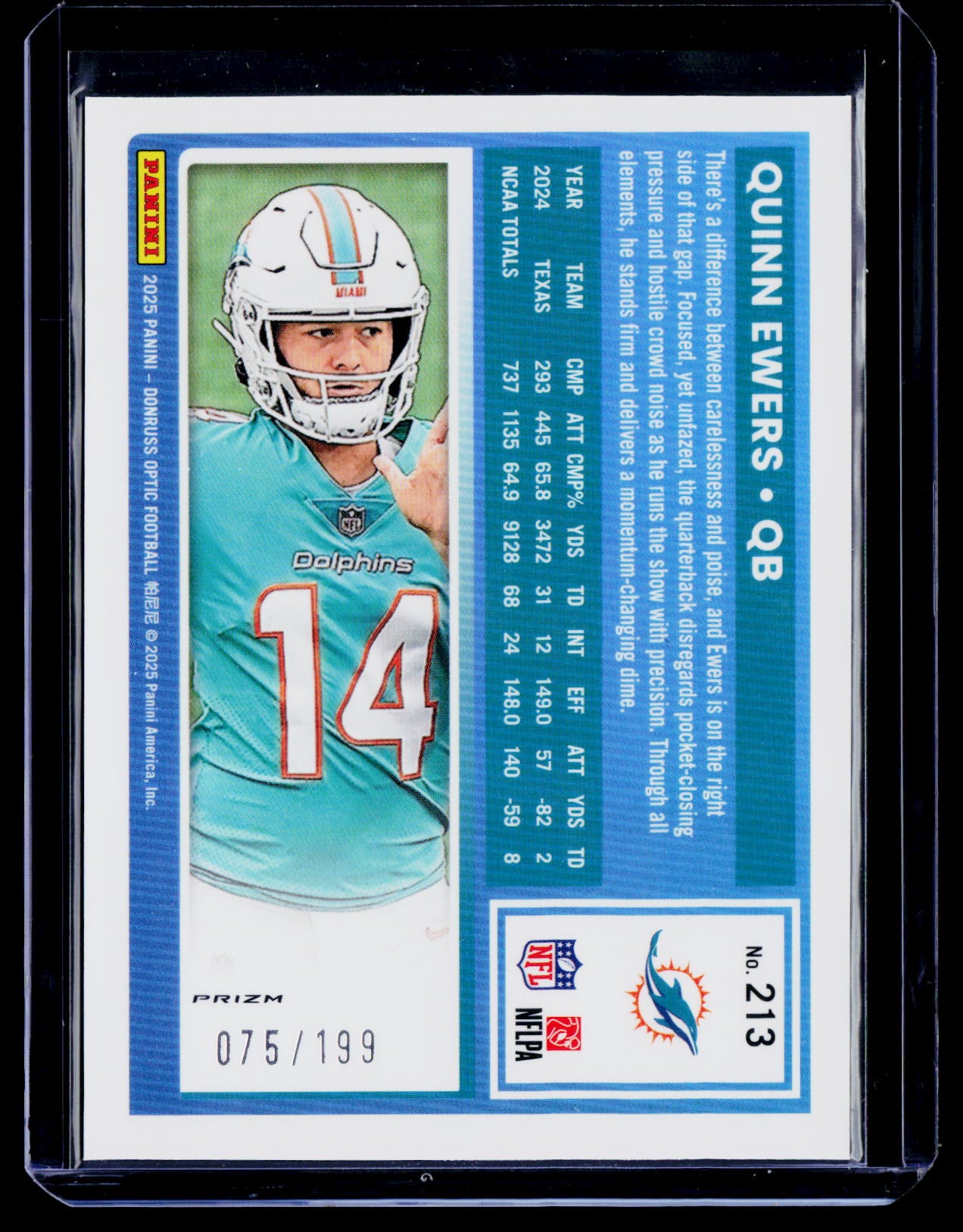 2025 Donruss Optic #213 Quinn Ewers Flex #/199