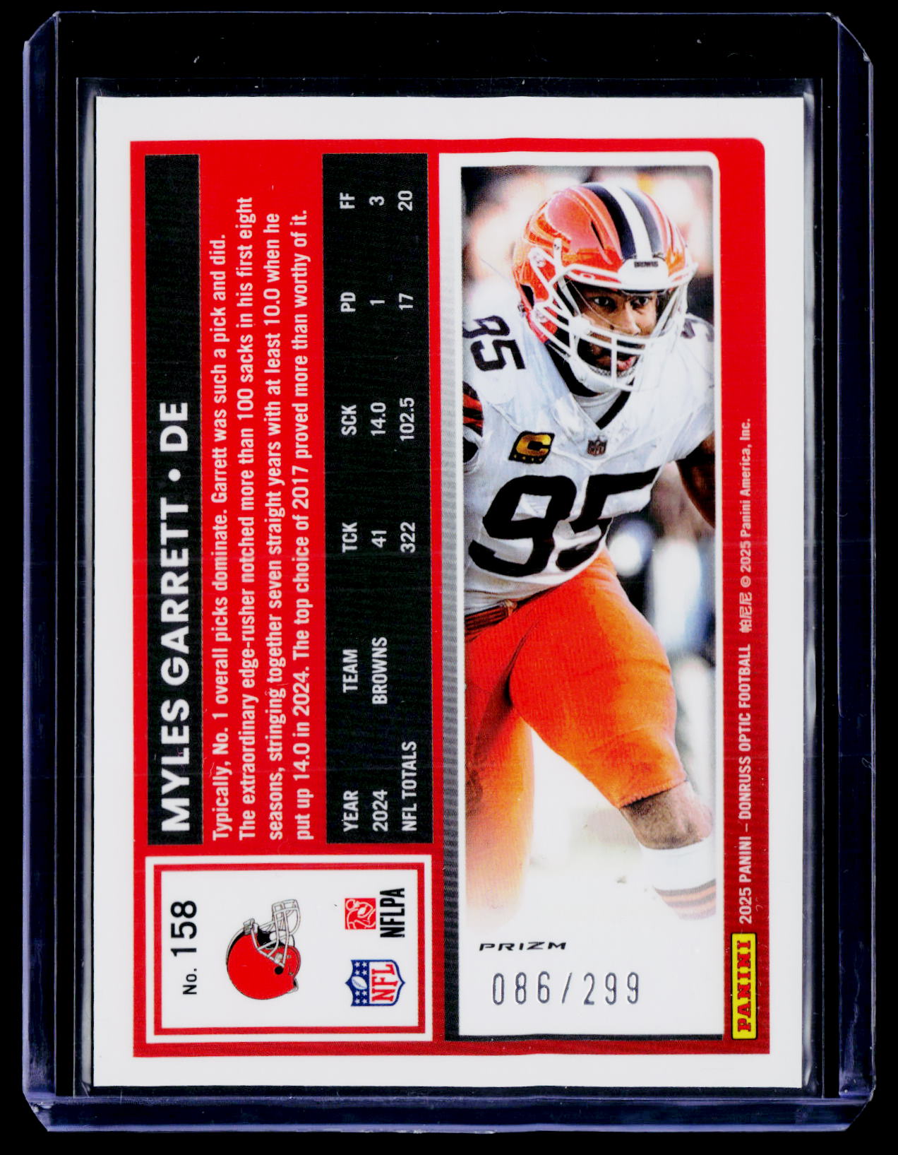 2025 Donruss Optic #158 Myles Garrett Orange #/299