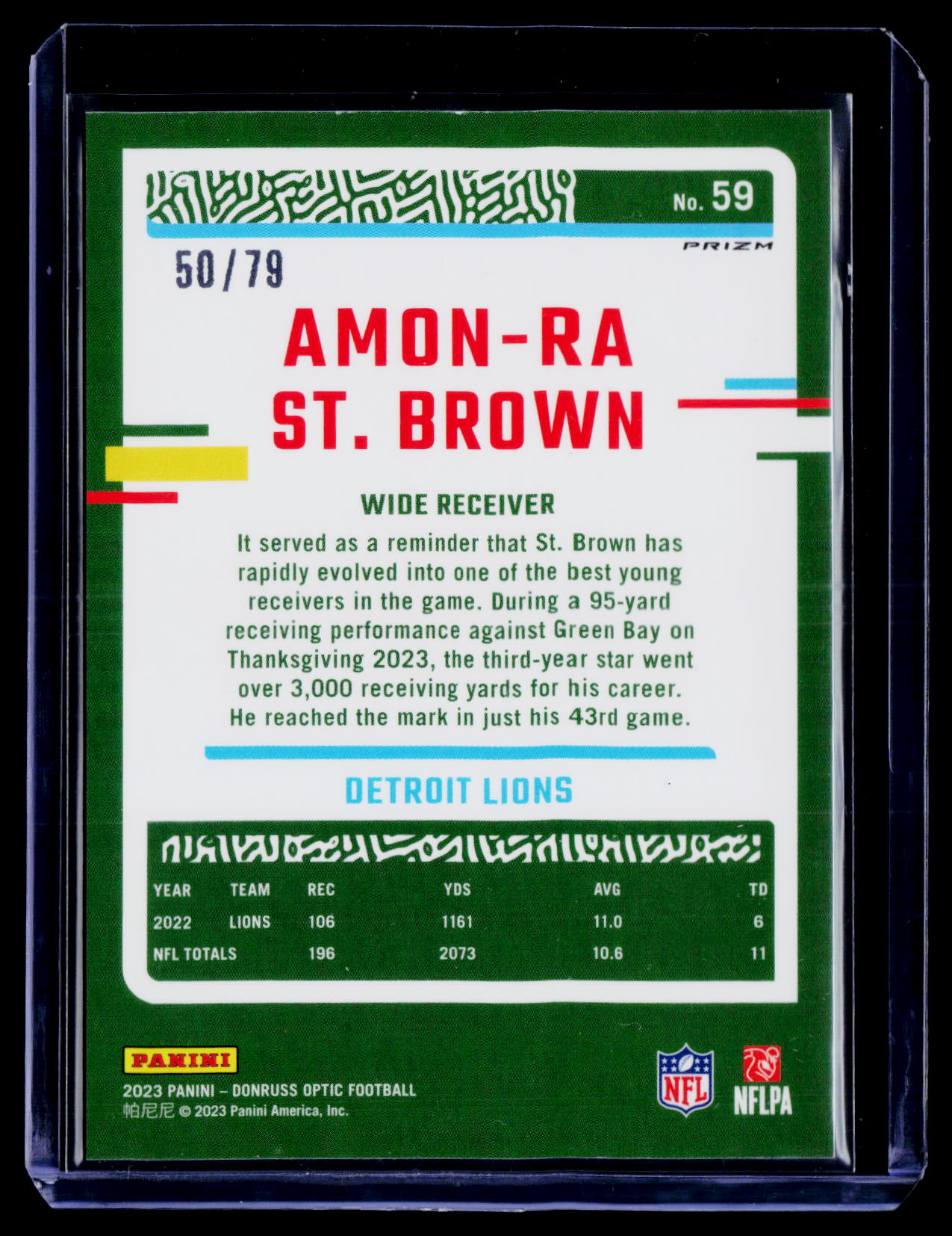 2023 Donruss Optic #59 Amon-Ra St. Brown Pink Velocity #/79