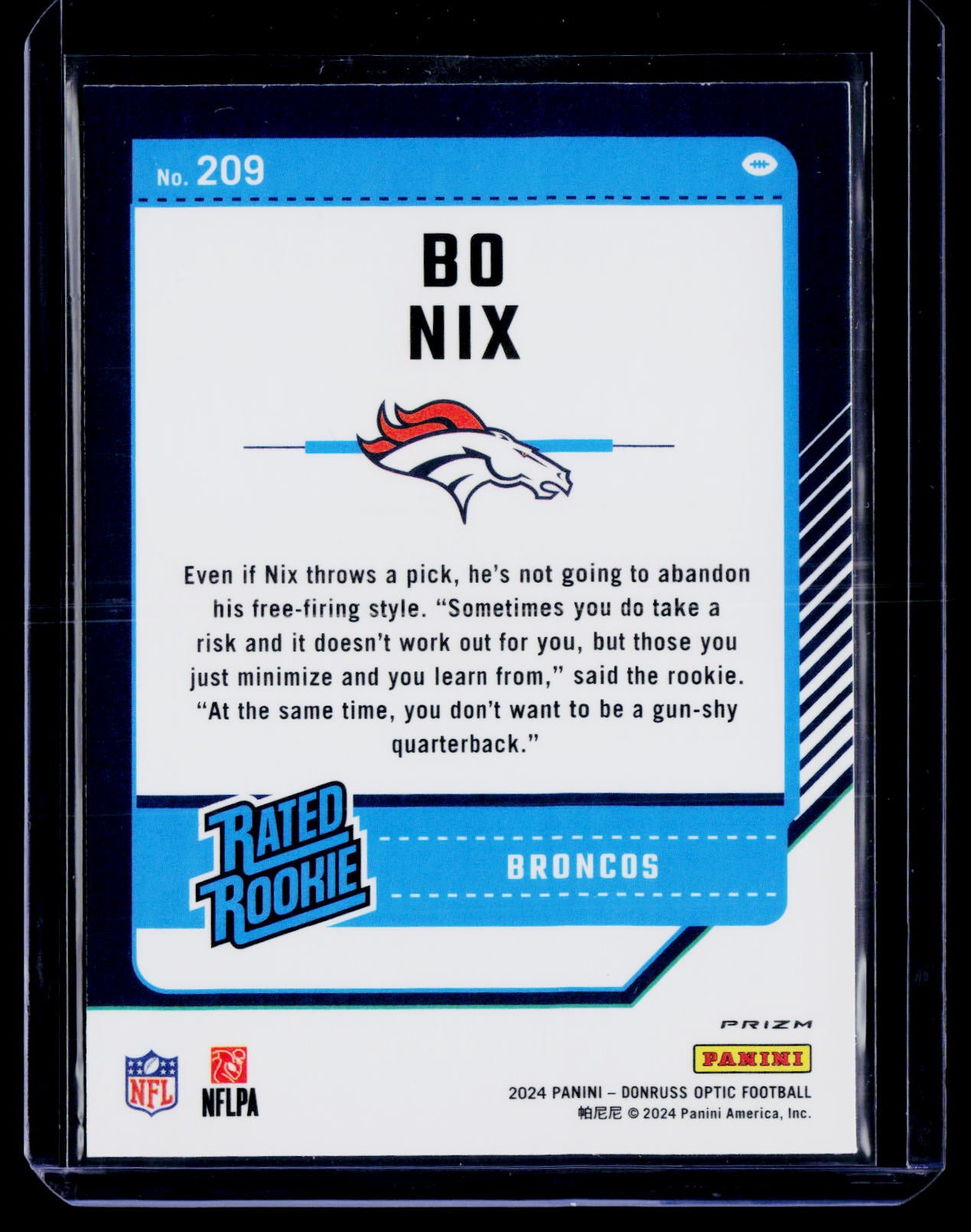 2024 Donruss Optic #209 Bo Nix Holo