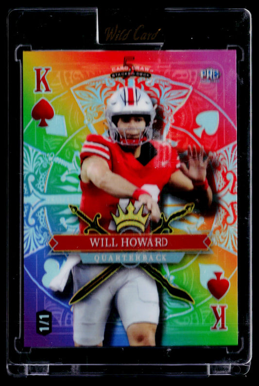 2024 Wild Card 5 Card Draw Stacked Deck  Will Howard Ace Rainbow Spade Black #/1