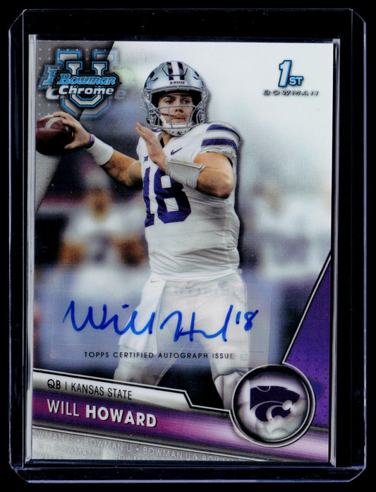 2023 Bowman University Chrome #93 Will Howard Prospect Autograph Refractor #/499