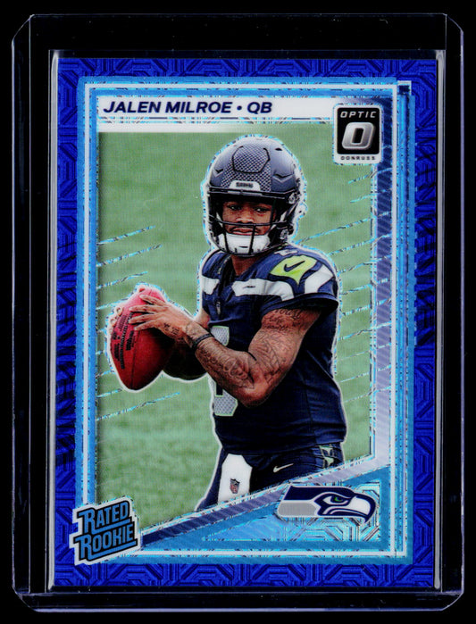 2025 Donruss Optic #253 Jalen Milroe Blue Mojo #/55