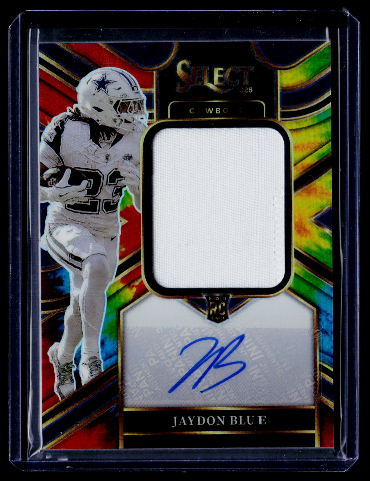 2025 Panini Select Jaydon Blue Rookie Signature Swatches Tie-Dye Prizm #/25