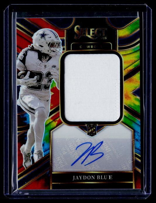 2025 Panini Select Jaydon Blue Rookie Signature Swatches Tie-Dye Prizm #/25