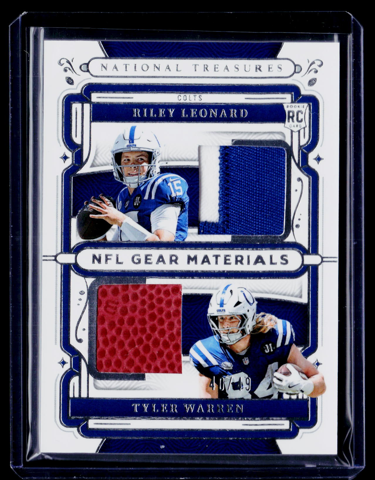 2025 National Treasures Riley Leonard / Tyler Warren Gear Combo Materials #/49