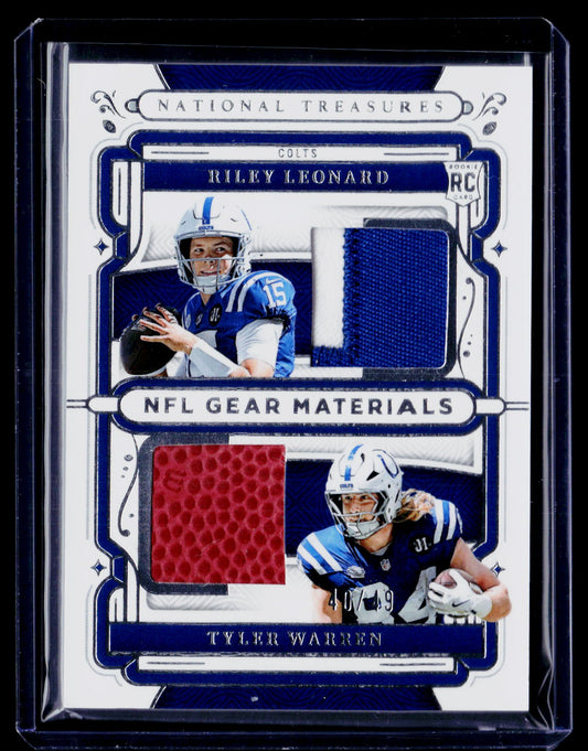 2025 National Treasures Riley Leonard / Tyler Warren Gear Combo Materials #/49
