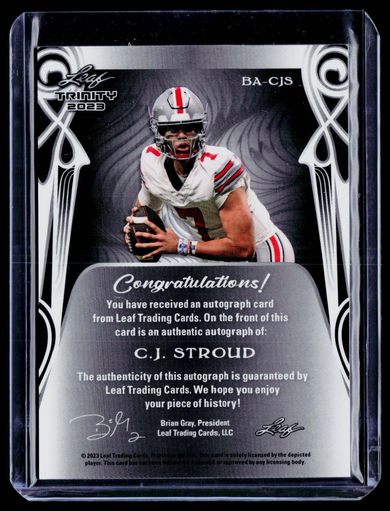 2023 Leaf Trinity #BA-CJS C.J. Stroud Gold Spectrum #/7