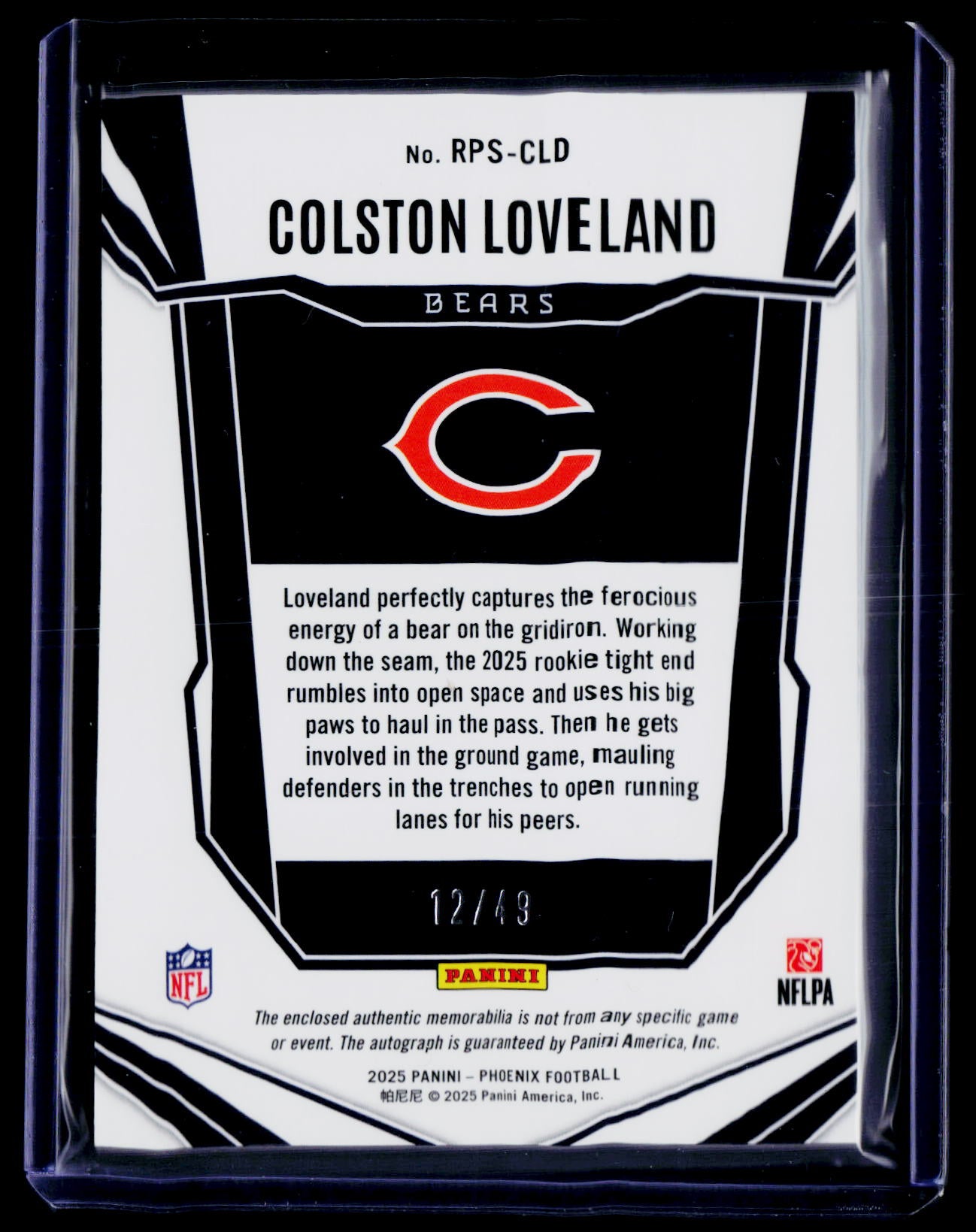 2025 Panini Phoenix Colston Loveland RPS Rookie Patch Autographs Blue Prizm #/49