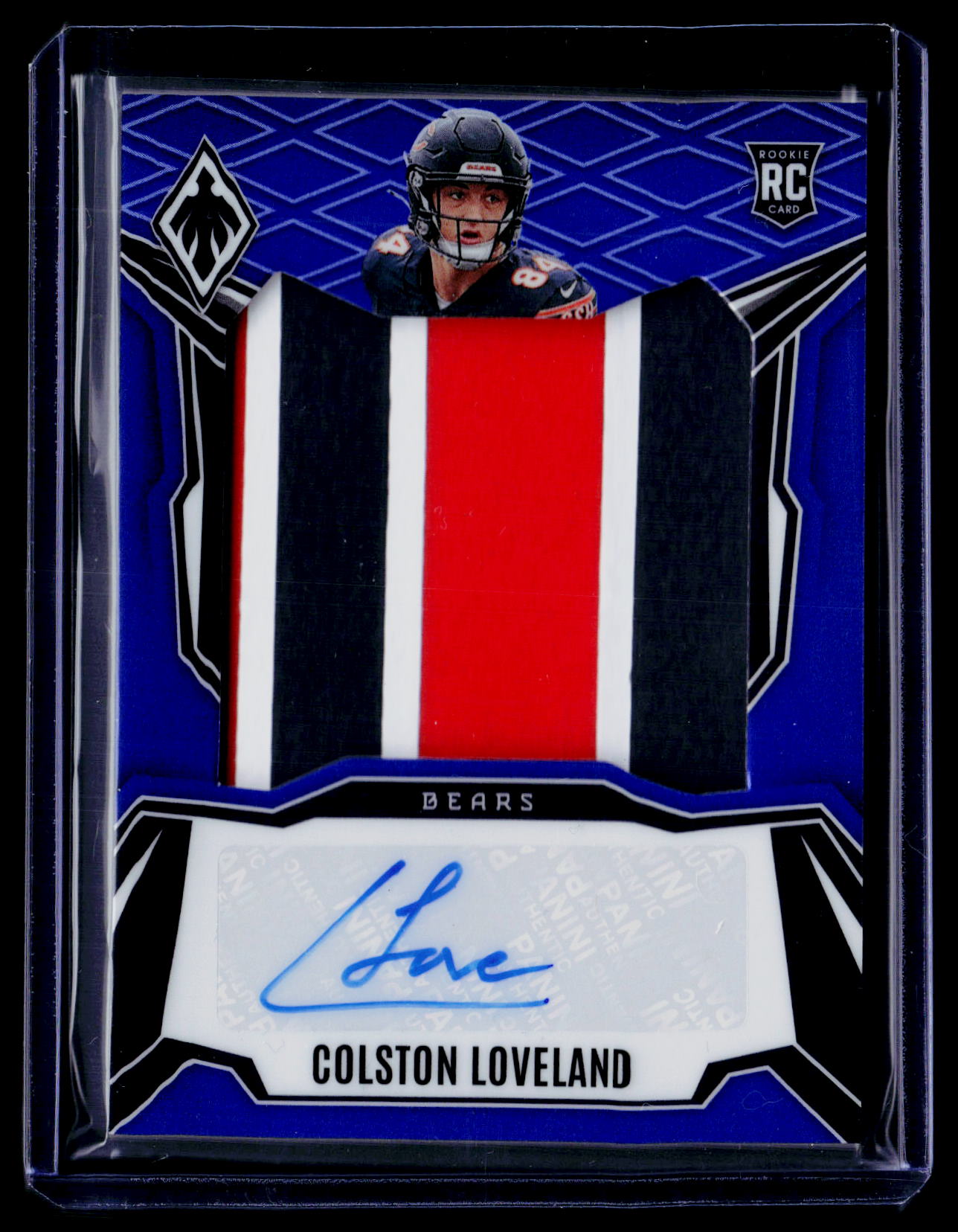 2025 Panini Phoenix Colston Loveland RPS Rookie Patch Autographs Blue Prizm #/49