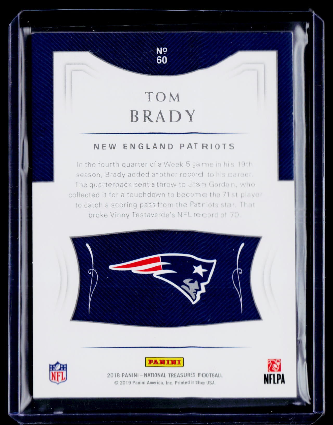 2018 Panini National Treasures #60 Tom Brady #/99