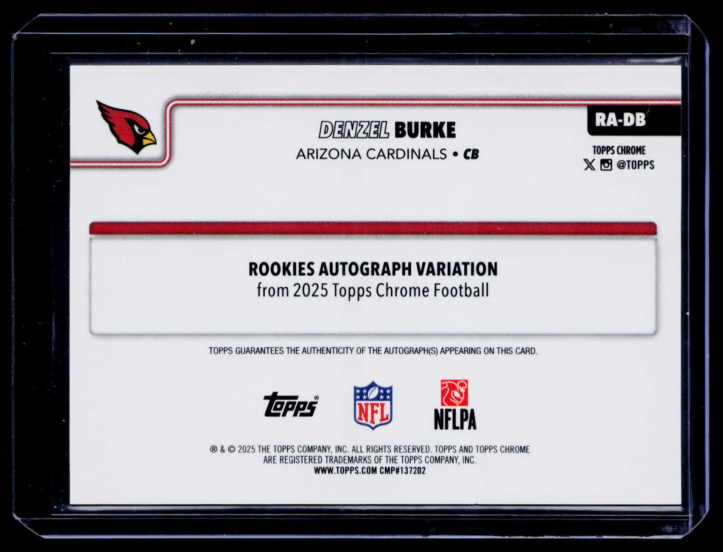 2025 Topps Chrome Denzel Burke Chrome Rookie Auto Pink Lava Refractor #/250