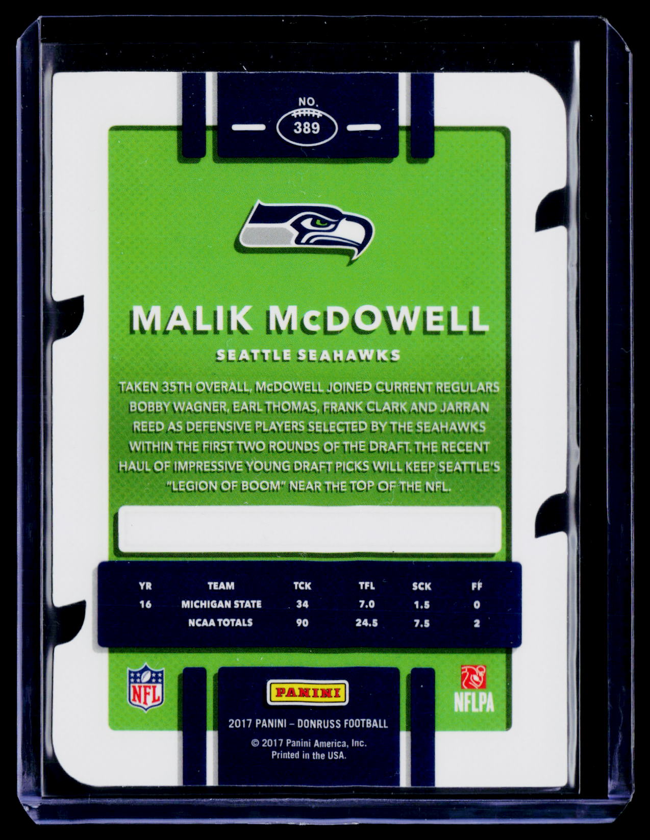 2017 Donruss #389 Malik McDowell Press Proof Gold Die Cut #/25