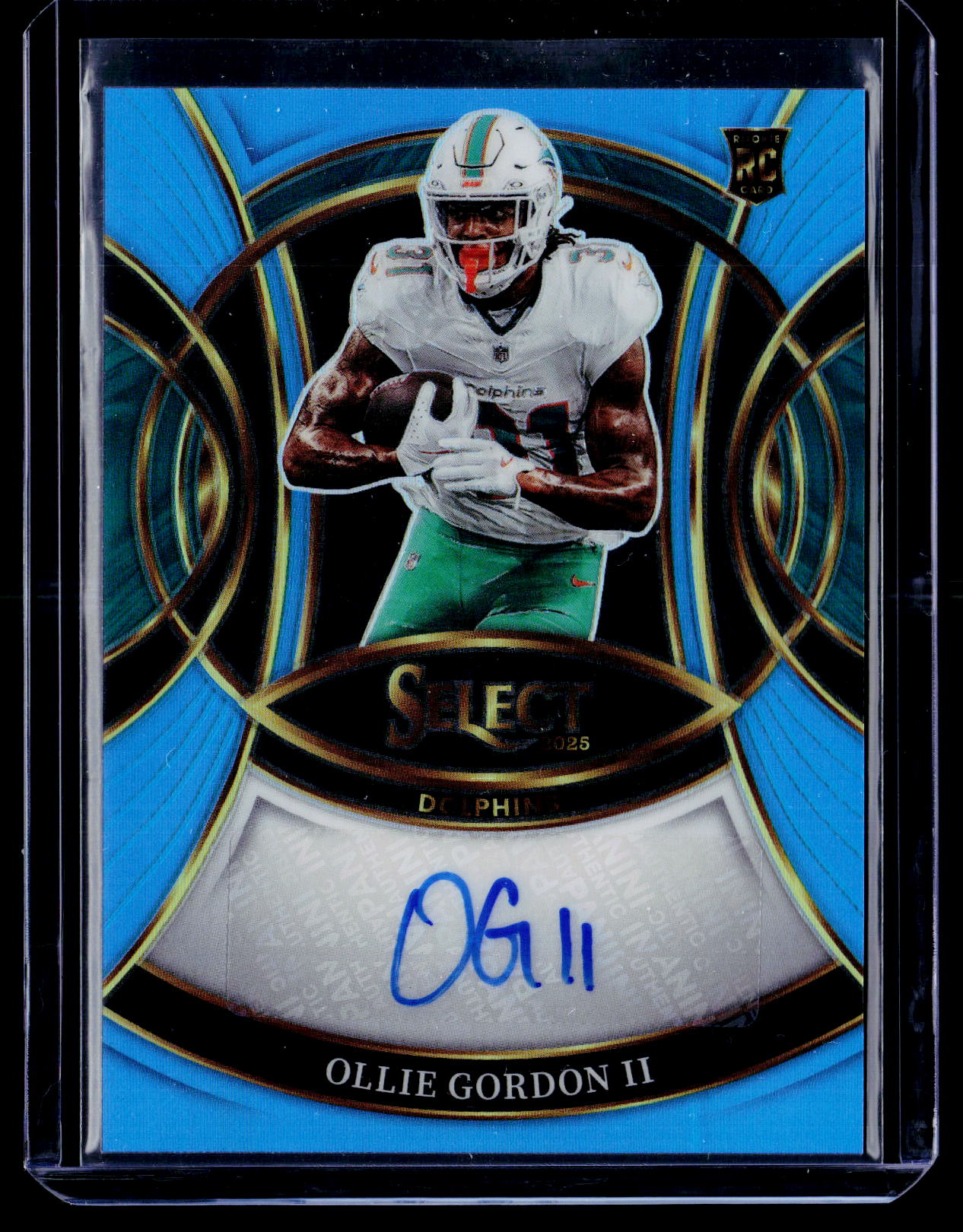 2025 Panini Select Ollie Gordon II Rookie Signatures Light Blue Prizm #/49