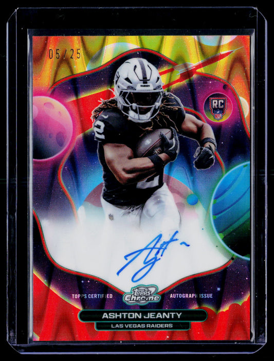 2025 Topps Chrome Cosmic Ashton Jeanty First Flight Auto Orange Galactic #/25