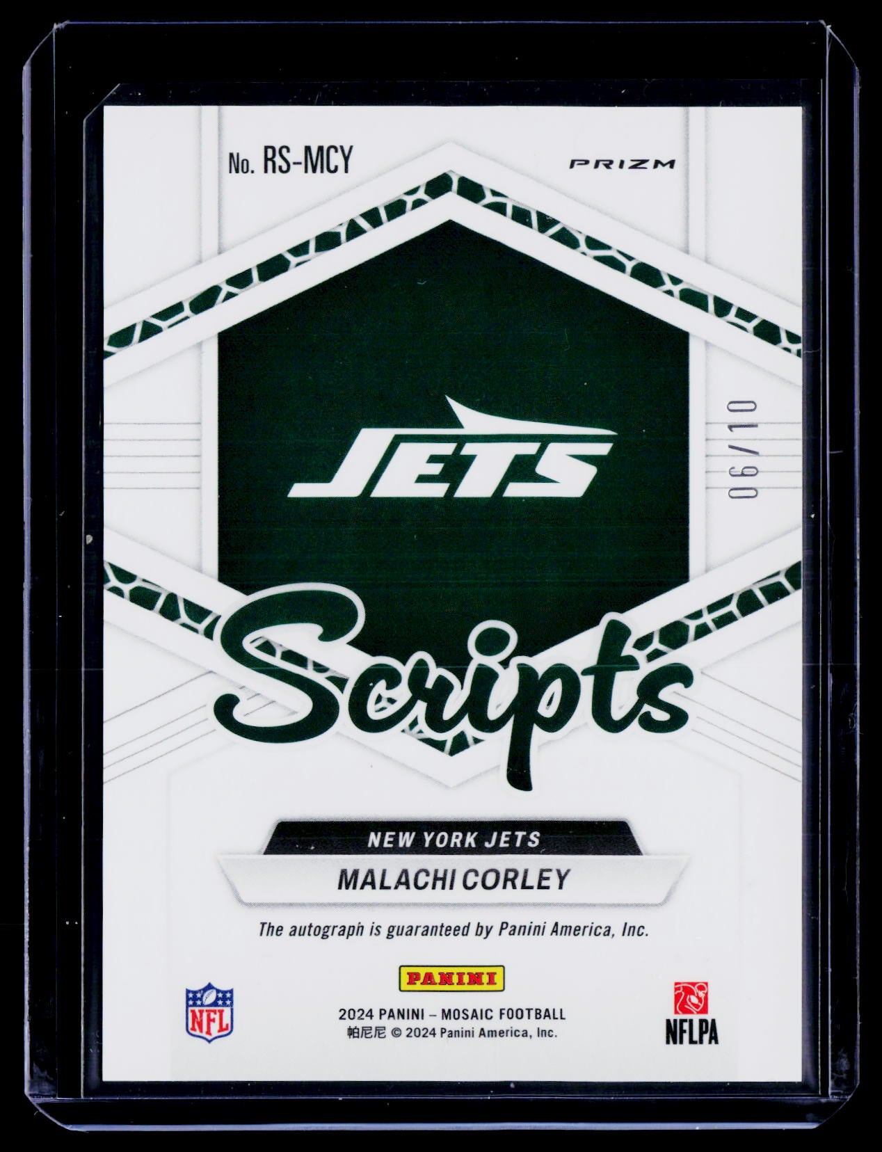 2024 Panini Mosaic #RS-MCY Malachi Corley Rookie Scripts Gold #/10