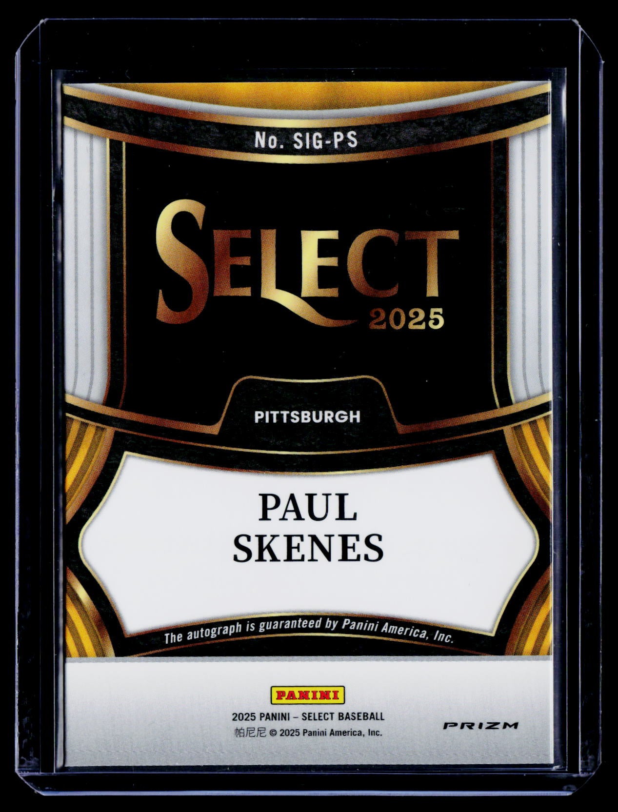 2025 Panini Select #SIG-PS Paul Skenes Signatures Flash Prizm