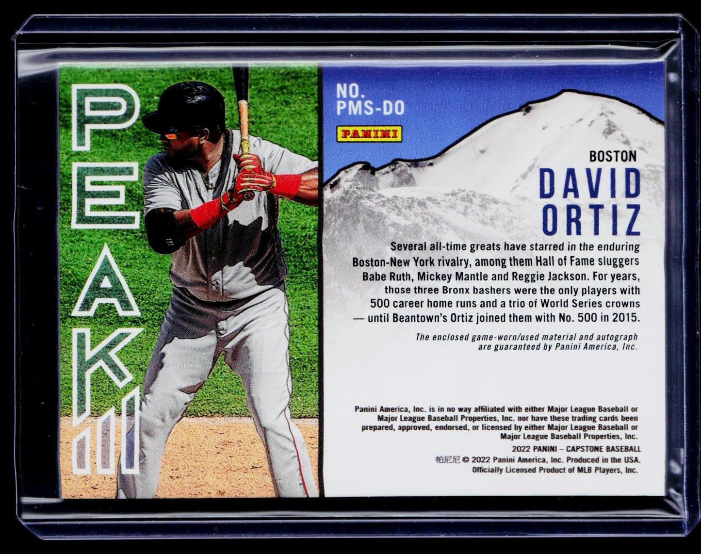 2022 Panini Capstone #PMS-DO David Ortiz Peak Material Signatures