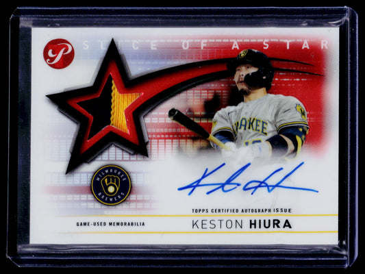2022 Topps Pristine Keston Hiura Slice of a Star Autograph Relics Orange #/25