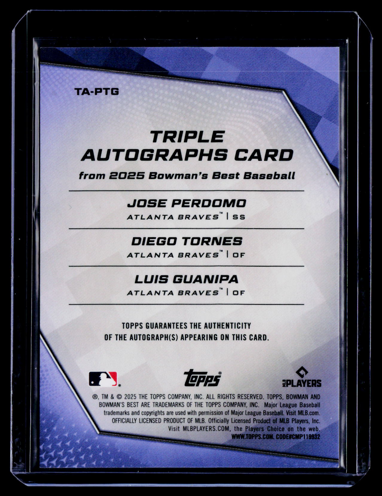 2025 Bowman's Best Luis Guanipa / Jose Perdomo / Diego Tornes Triple Auto #/75