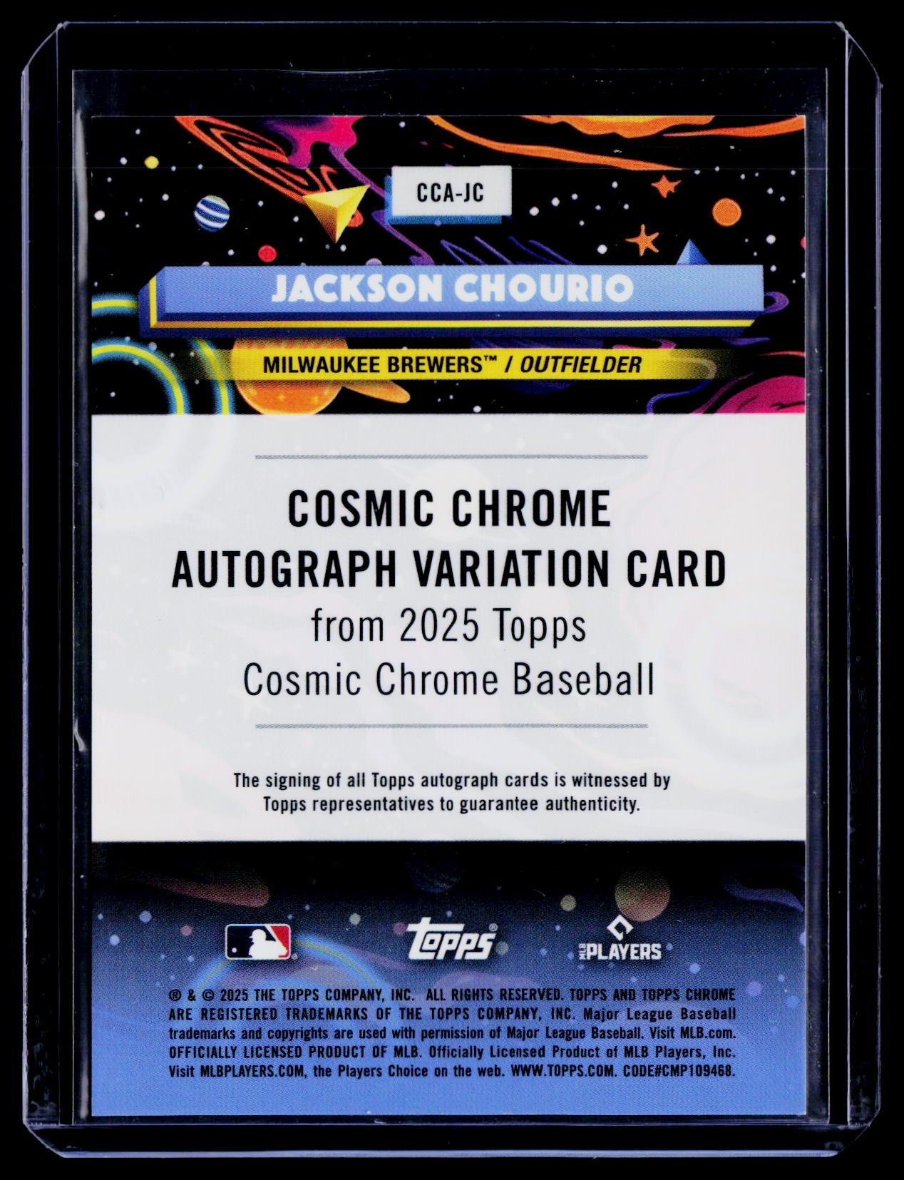 2025 Topps Cosmic Jackson Chourio Autograph Gold Interstellar Refractor #/50