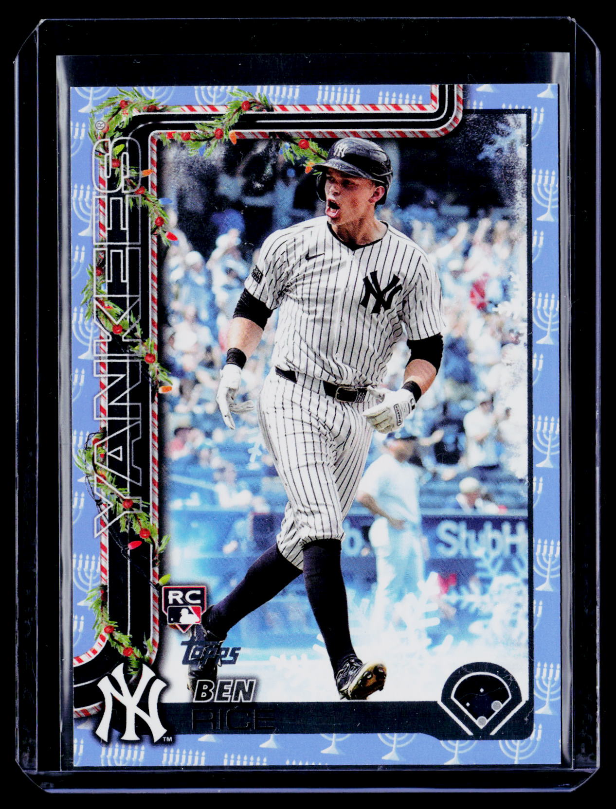 2025 Topps Holiday #H8 Ben Rice Light Blue Menorah #/8