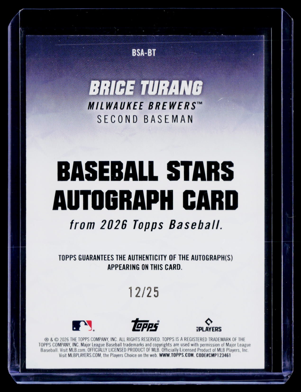 2026 Topps #BSA-BT Brice Turang Baseball Stars Autographs (Series One)