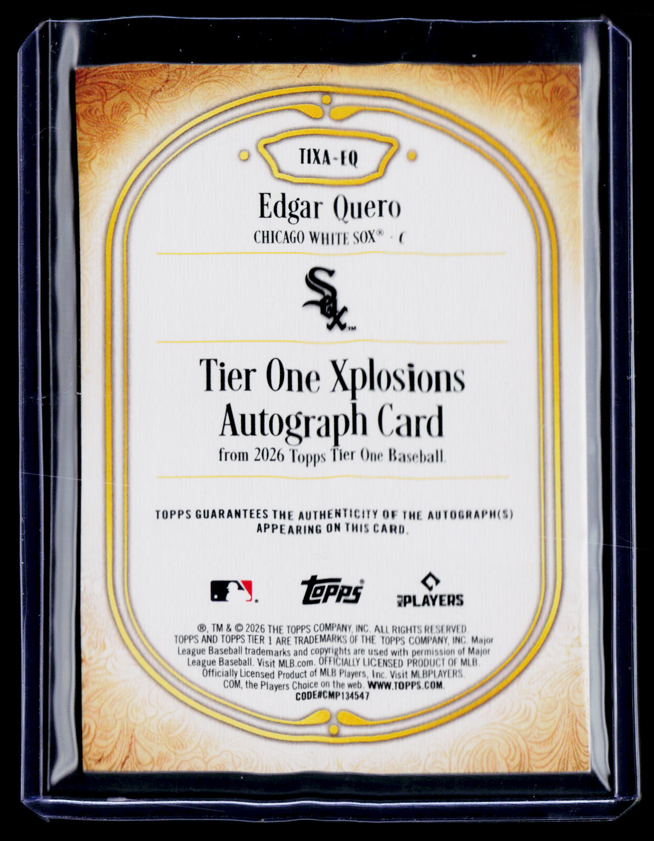 2026 Topps Tier One #T1XA-EQ Edgar Quero Tier One Xplosion Autographs #/10