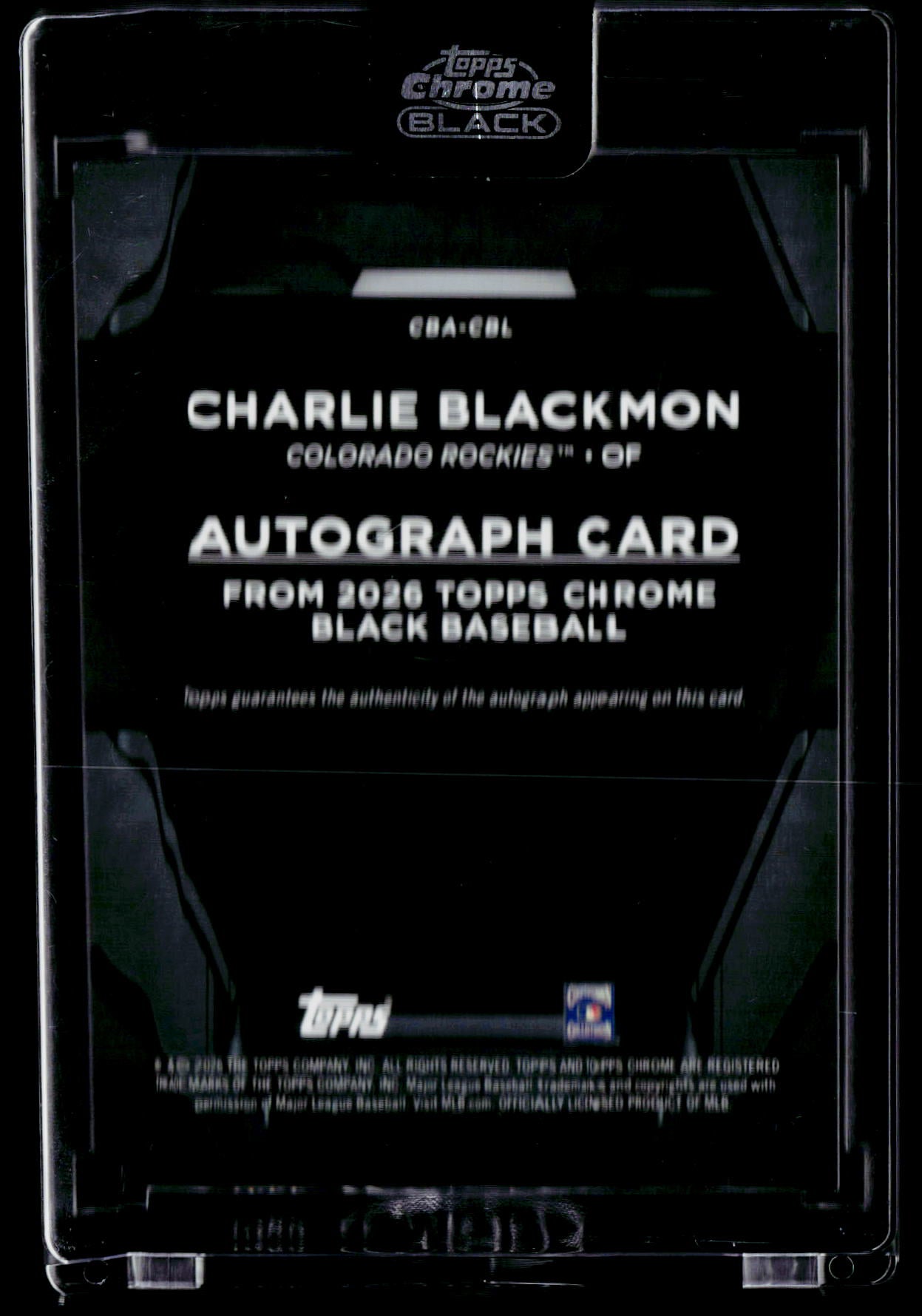 2026 Topps Chrome Black #CBA-CBL Charlie Blackmon Autographs