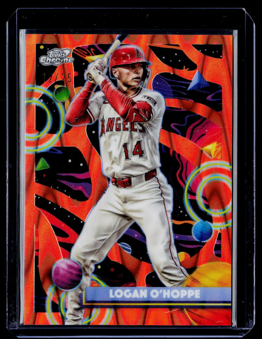 2025 Topps Chrome Cosmic #161 Logan O'Hoppe Orange Galactic Refractor #/25