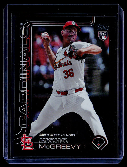 2025 Topps Update #US60 Michael McGreevy Black Holo Foil #/10