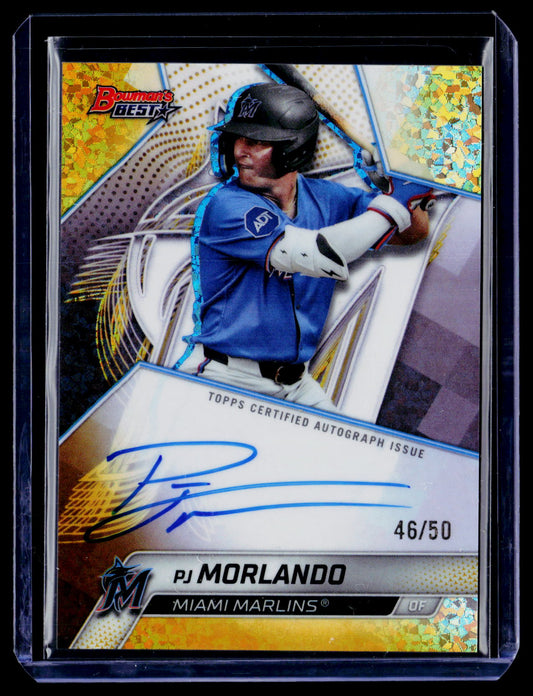 2025 Bowman's Best PJ Morlando Best of Auto Gold Mini-Diamond Refractors #/50