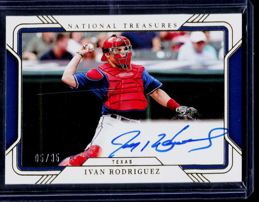 2025 Panini National Treasures #FP-IRZ Ivan Rodriguez Field Pass Autographs #/35