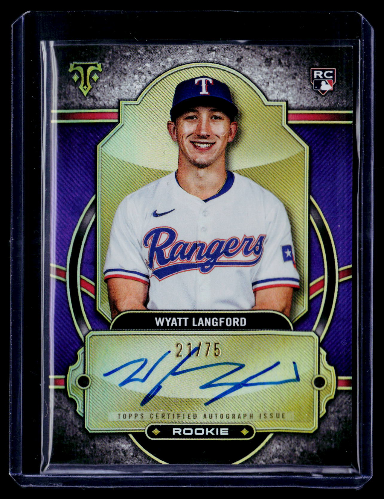 2024 Topps Triple Threads #RA-WL Wyatt Langford Rookie Autographs Amethyst #/75