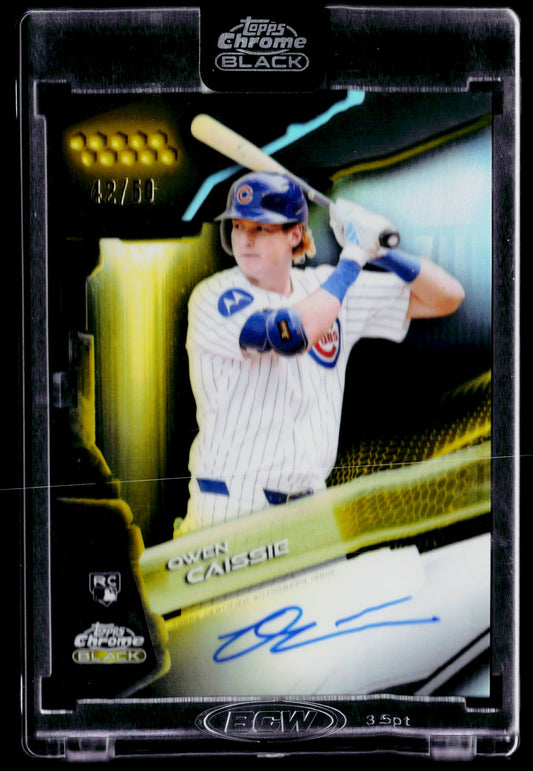 2026 Topps Chrome Black #CBA-OC Owen Caissie Autographs Gold Refractors #/50