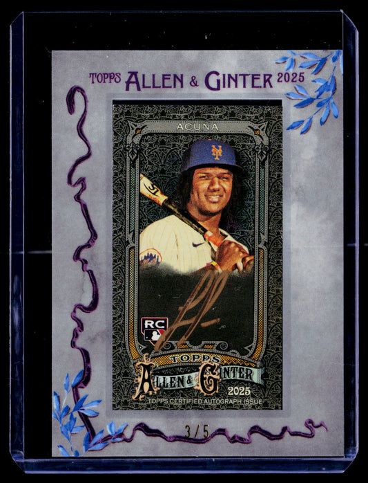 2025 Topps Allen & Ginter X #MA-LA Luisangel Acuña Framed Mini Autographs #/5