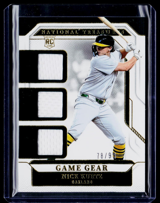 2025 Panini National Treasures #GGT-NK Nick Kurtz Game Gear Swatches Trio #/99