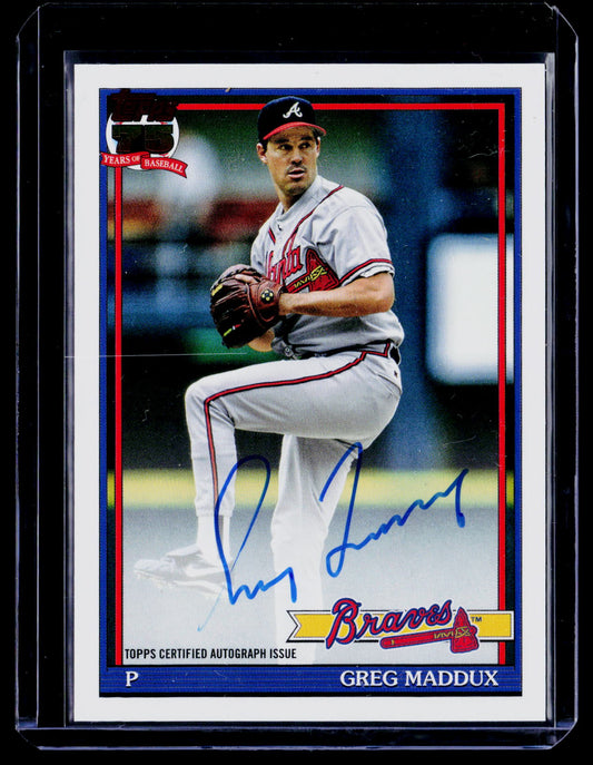 2026 Topps #91A-GMA Greg Maddux 1991 Topps Baseball 35th Anniversary Autographs