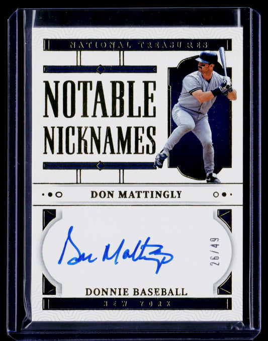 2025 Panini National Treasures Donnie Mattingly Auto - Notable Nicknames #/49