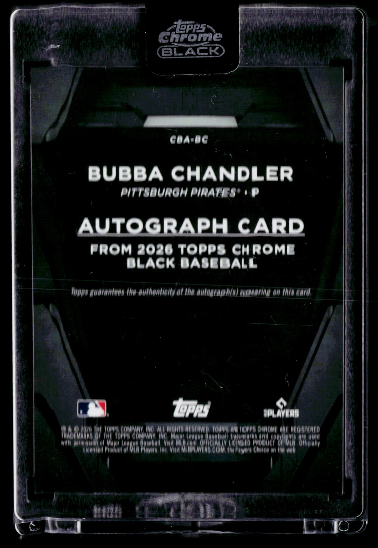 2026 Topps Chrome Black #CBA-BC Bubba Chandler Autographs Purple Refractors #/75