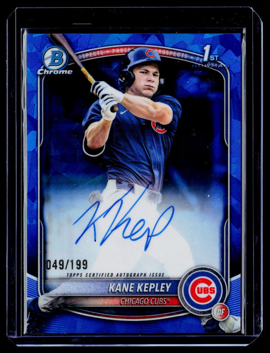 2025 Bowman Draft Sapphire Edition Kane Kepley Chrome Prospect Autographs #/199