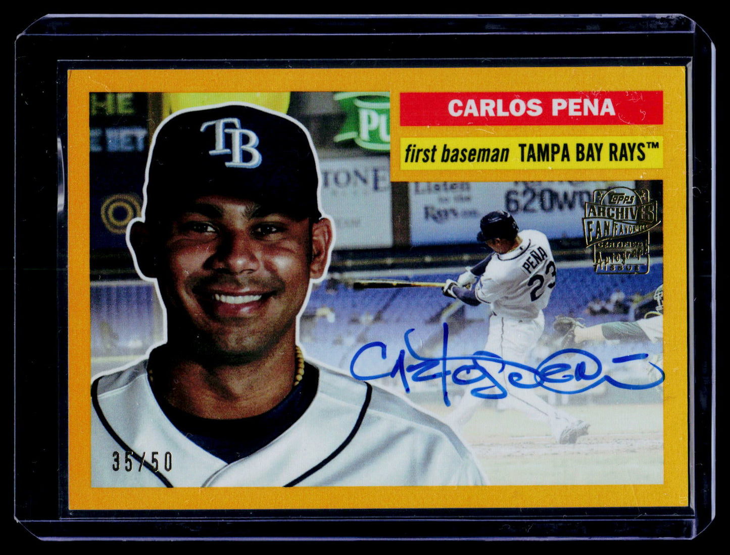 2025 Topps Archives Carlos Pena Topps Fan Favorites Auto Gold Foilboard #/50