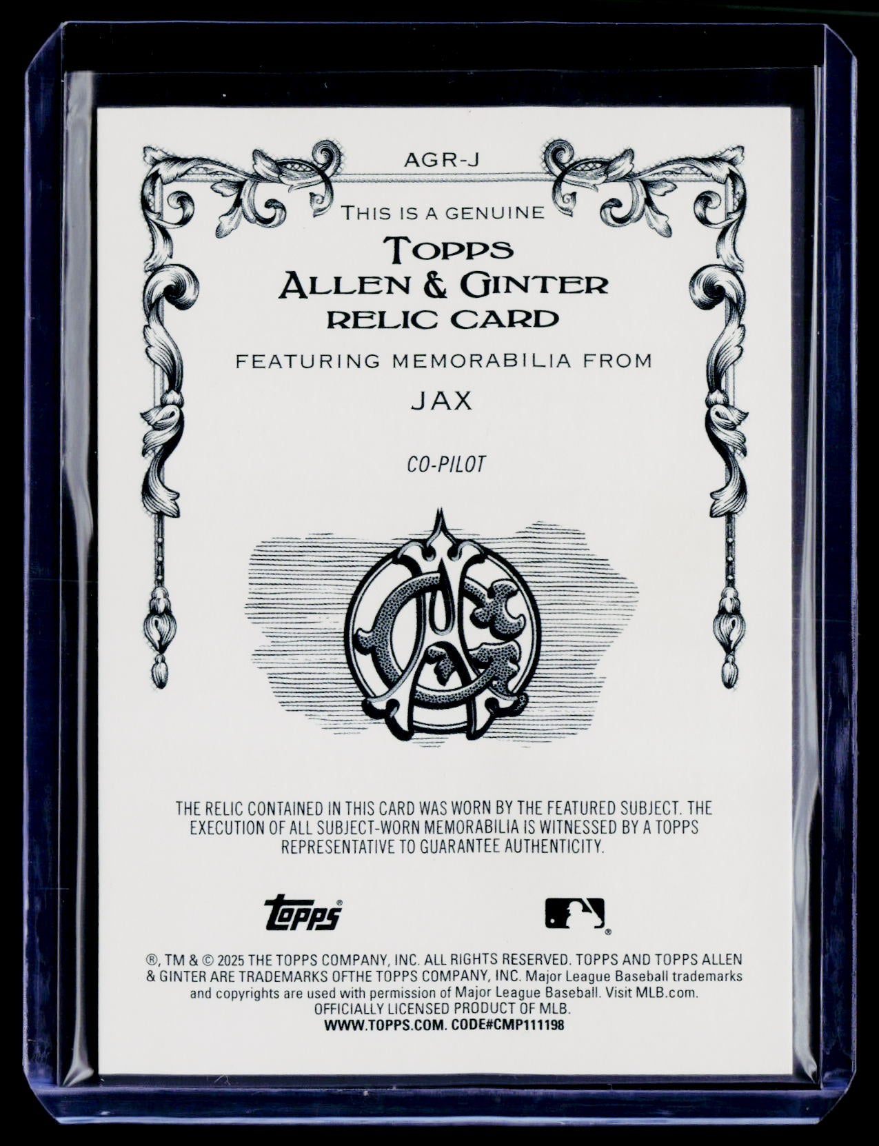 2025 Topps Allen & Ginter #AGR-J J Jax Relics