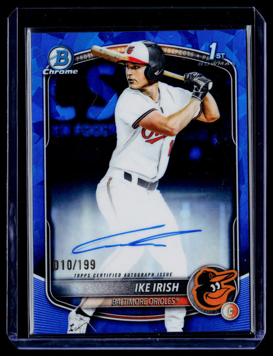 2025 Bowman Draft Sapphire Edition Ike Irish Chrome Prospect Autographs #/199