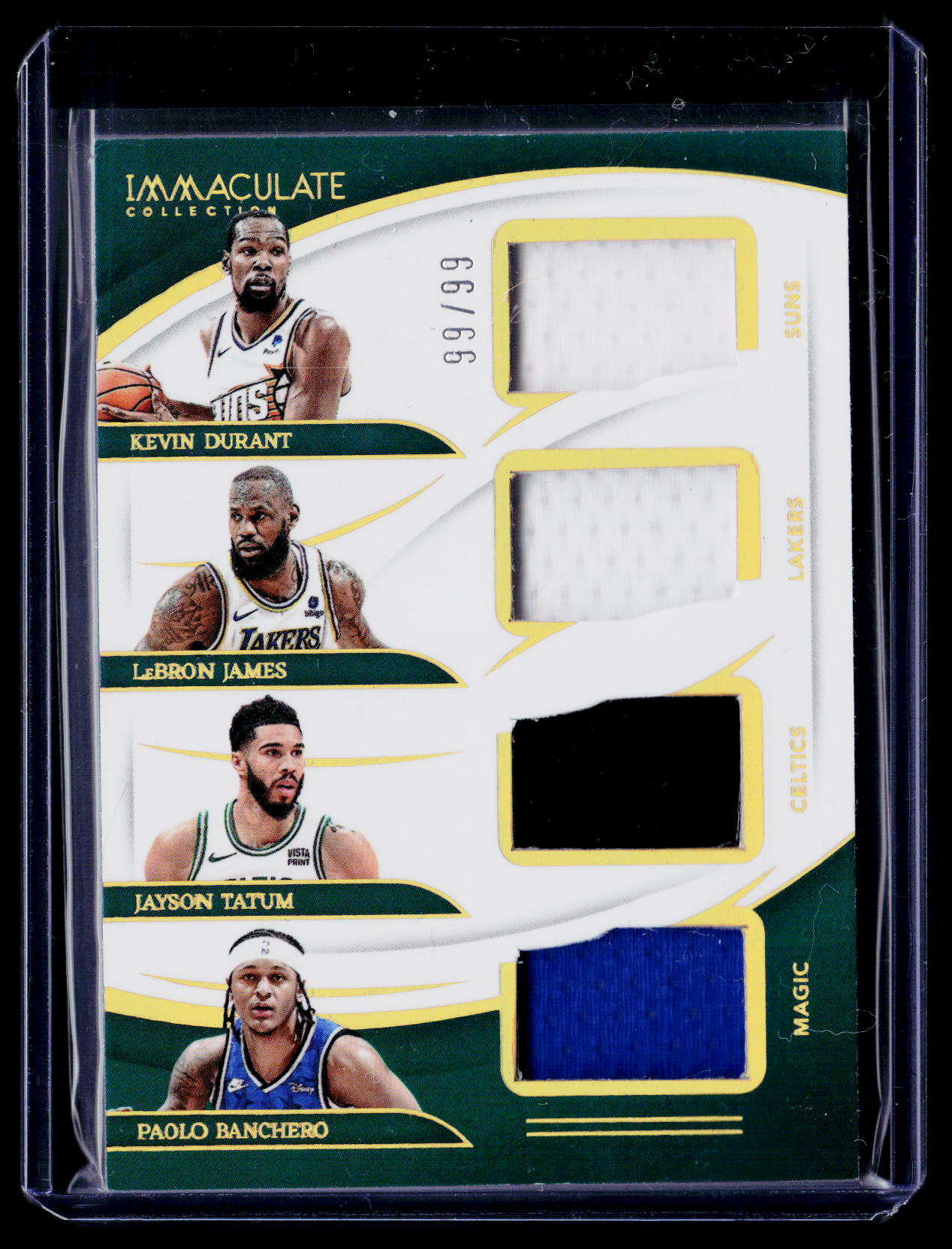 2023-24 Immaculate LeBron / Kevin / Paolo/ Jayson Quad Memorabilia #/99