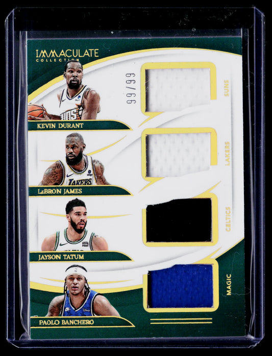 2023-24 Immaculate LeBron / Kevin / Paolo/ Jayson Quad Memorabilia #/99
