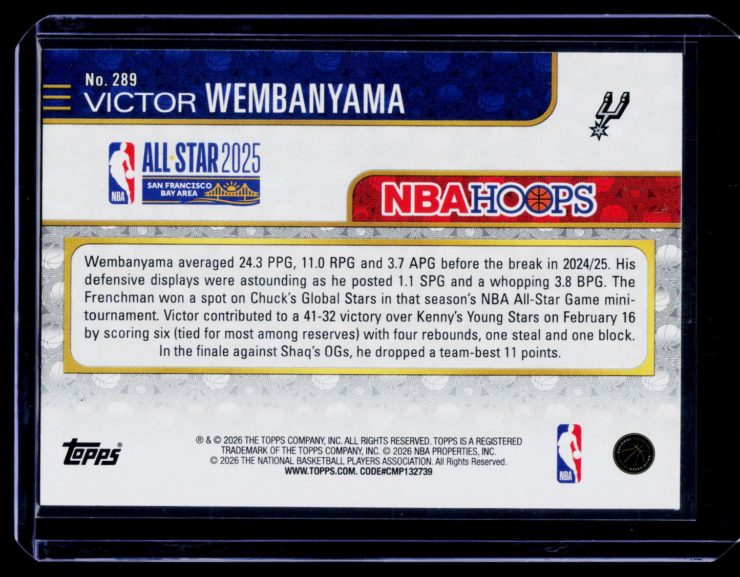 2025-26 Hoops #289 Victor Wembanyama Basketball Boarder Foil