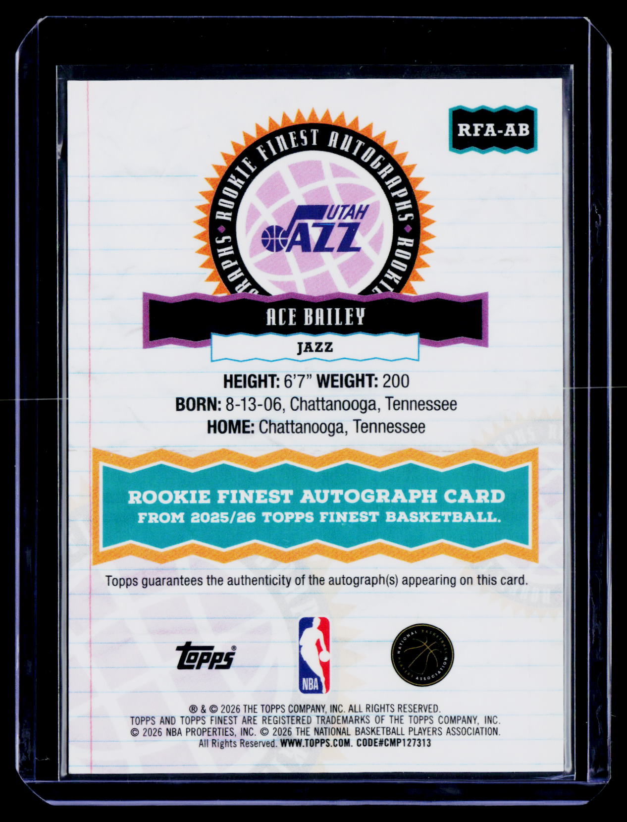 2025-26 Finest #RFA-AB Ace Bailey Rookie Finest Autographs Gold Refractor #/50